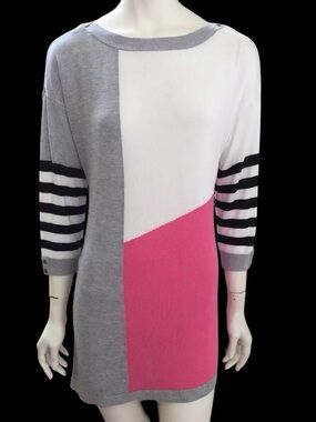 White House Black Market tunic dress boatneck color block asymmetrical small